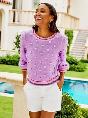 NWT Lilly Pulitzer Pink Purple Polka Dot Iris Dorianna Sweater Sz S Girlhoodcore